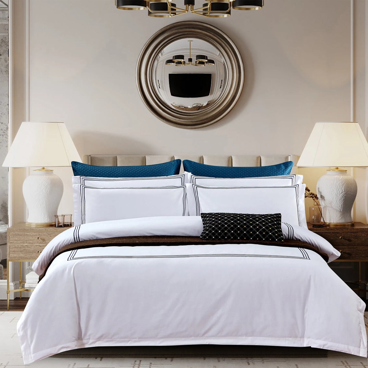 Nordic Style Pure Cotton Duvet Cover Hotel-Grade 100% Cotton Queen King Size Quilt Cover Sheet Pillowcases High-End Bedding Set