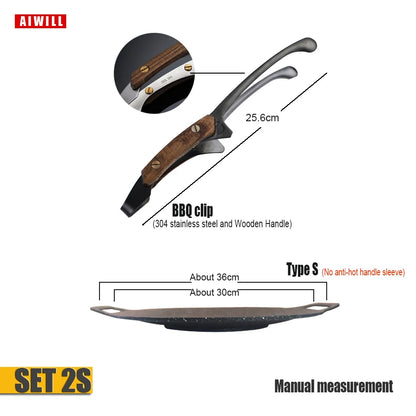 AIWILL No stick Grill Pan BBQ Baking Dishes Pans Multi-purpose Induction Cooker Outdoor Camping Kitchen Bakeware Household Tool