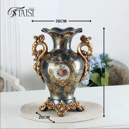 European luxury double ear vase, home living room foyer desktop decoration, handicrafts and decorations