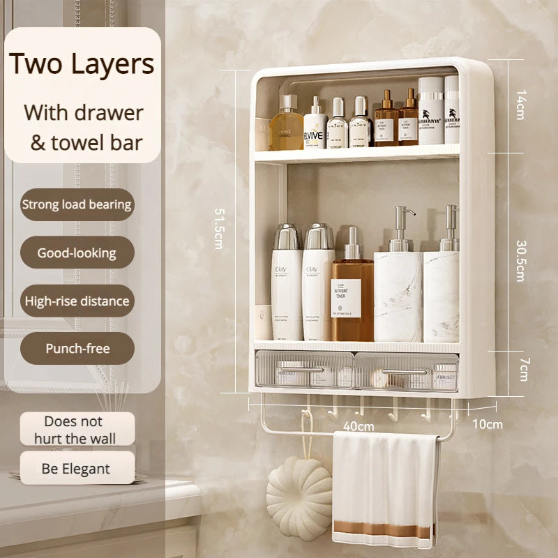 Bathroom Organizer Shelves Rack Wall Mounted Storage Box Toiletries Cosmetic Storage Rack Kitchen Seasoning Bottle Storage Shelf