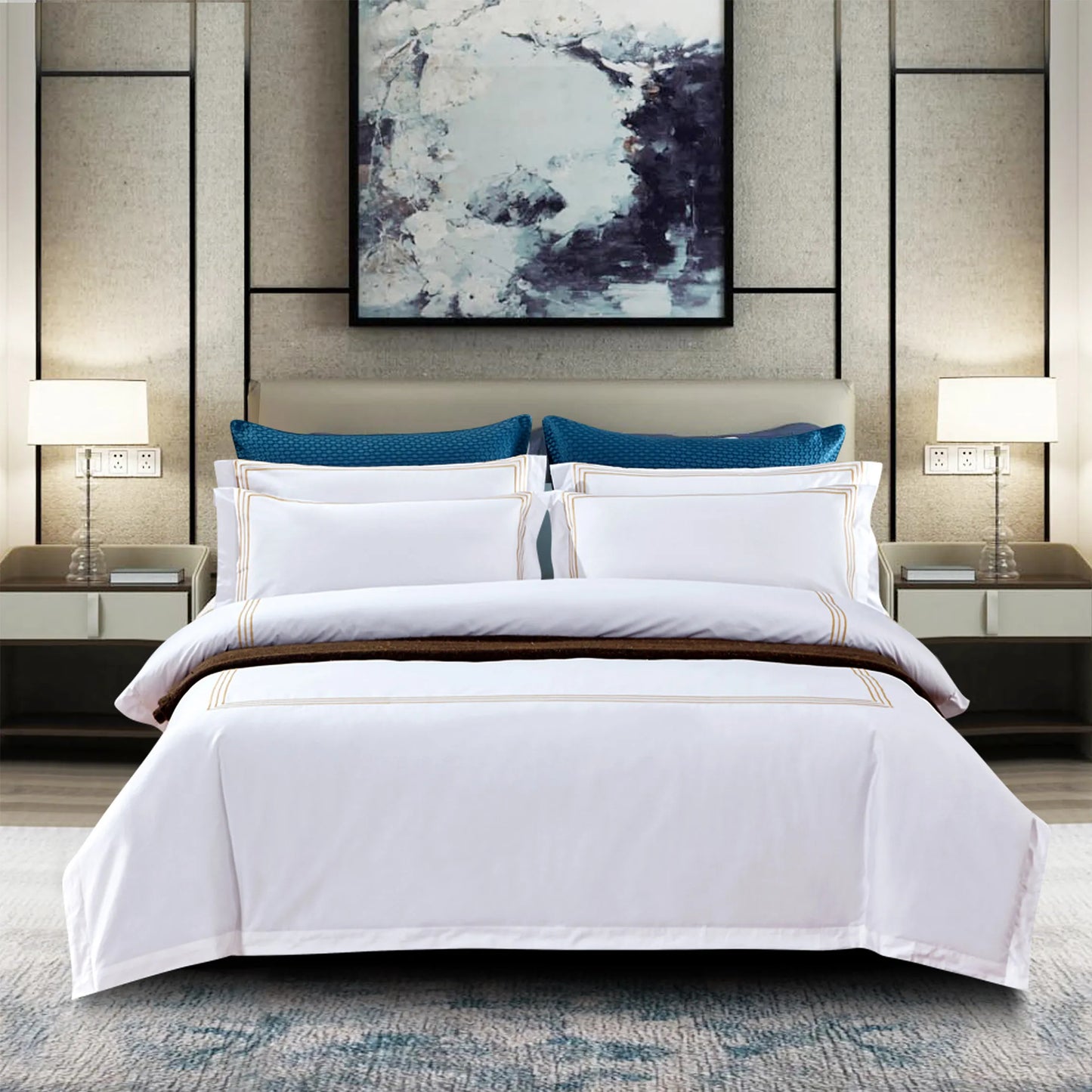 Nordic Style Pure Cotton Duvet Cover Hotel-Grade 100% Cotton Queen King Size Quilt Cover Sheet Pillowcases High-End Bedding Set