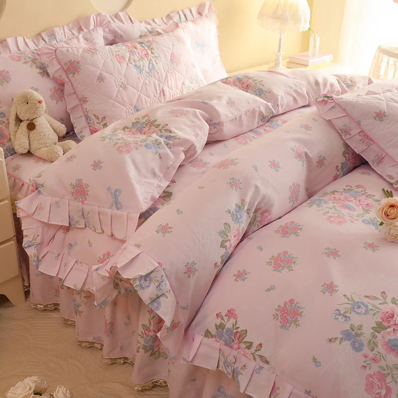 1pc Pure Cotton Duvet Cover Ruffles Quilt Cover Queen Size Comforter Cover Skin-friendly Bedding funda nordica (No Pillowcase)