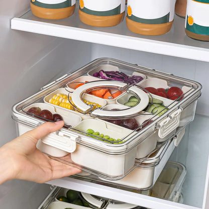 Storage Container Divided Serving Tray With Lid And Handle Snack Sealed Box Kitchen Organizers And Storage Kitchen Accessories