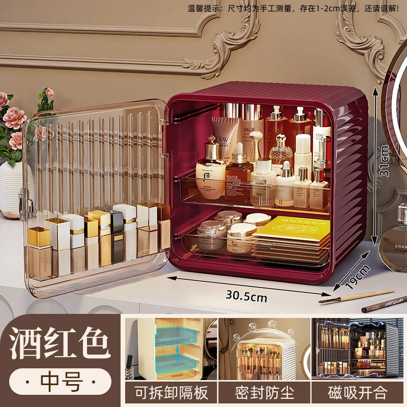 Cosmetic storage box desktop dustproof light luxury storage large capacity multi-layer skin care product storage rack
