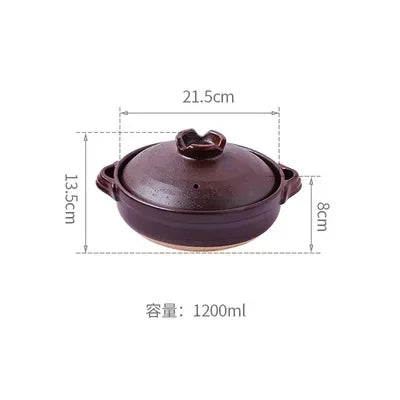 1 Pcs Ceramic Casserole Japanese Style Black Small Pot Clay Saucepan Home Kitchen Cookware Cooking Supplies Kitchen Pot Soup Pan