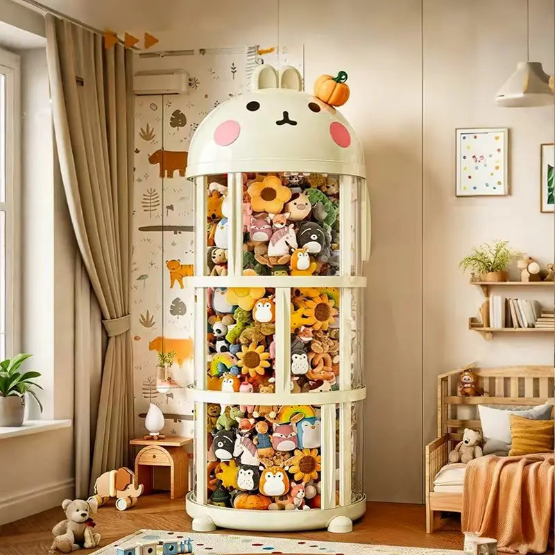 Doll Storage Box Large Capacity Organization Children's Plush Toys Bucket Home Multi-layer Push The Door Toy Organizer Kid Gift