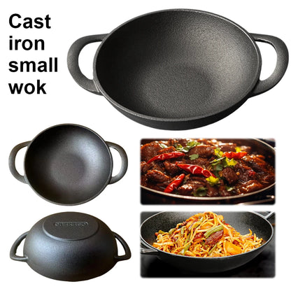 Cast Iron Pan Cooking Pot Multi-Purpose Saute Pan 19cm Fast Heat Saucepan Non-Stick Frying Pan for Camping Cooking