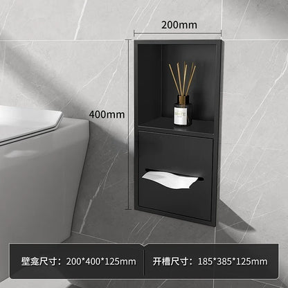 Stainless Steel Recessed Bathroom Storage Cabinet - Wall Niche Tissue Box Toilet Paper Holder Organizer