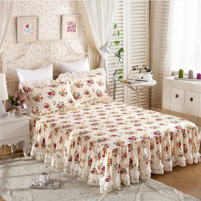 100% Cotton Bed Skirt Double King Size Bedspread Bedspreads Box Garden Spread the Queensize Cover Linen Sheet Skirts for Beds