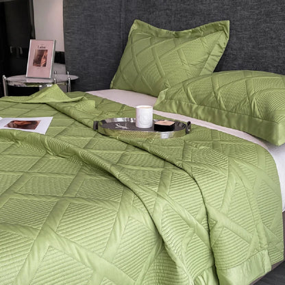 Silky Tencel Quilted Bedspread on the Bed, Cool Quilt, Lyocel 50, Quilted Blanket, Comforter, Double Queen Cover, Padded, Summer