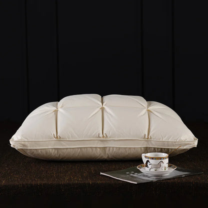 Luxury 3D Bread White Goose Down Feather Pillows for Sleeping Body Neck Protection Bed Pillows Soft Comfort 100% Cotton Cover