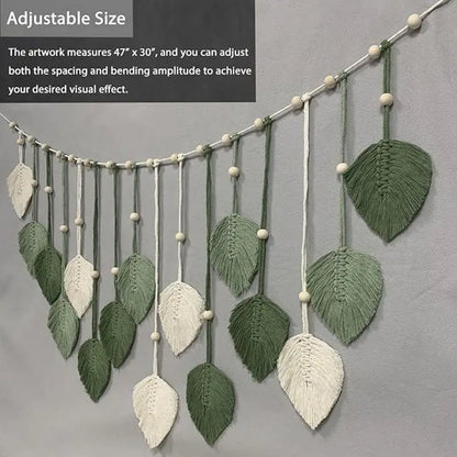 Bohemian Style Woven Leaf Wall Hanging, Bohemian Country Style Perfect for Decorating Bedrooms, Kitchens, Dining Rooms and Bathrooms, a Great Gift for Mom, Decorative Natural Hanging Ornament.