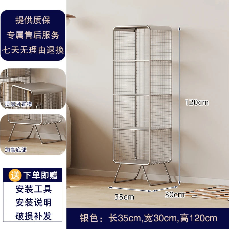 Nordic style Bookcase Multi-Tier Metal Storage Shelf Space Saving Living Room/Kids Book Organizer Sturdy Display Rack for Office