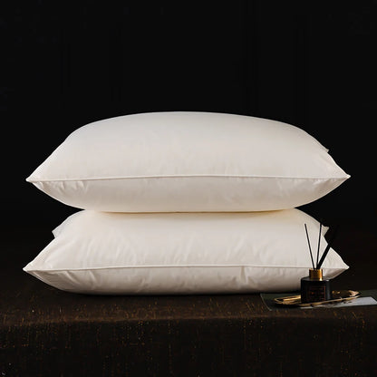 2Pcs 95% Goose Feather Down Pillows Neck Pillows for Sleeping 1 Pair Bed Pillow Inserts 100% Cotton Shell Standard Queen King