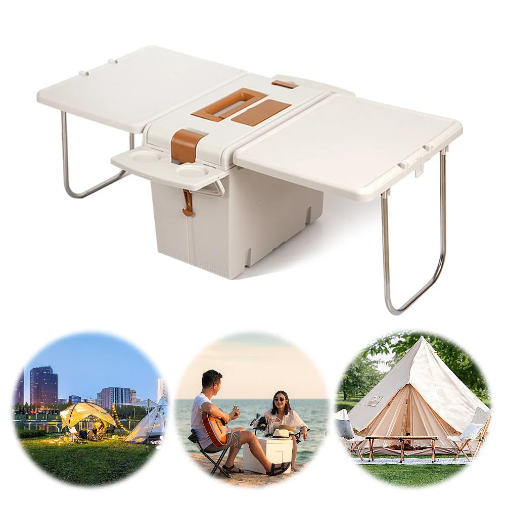 Multifunctional Camping Folding Table Camping Storage Box Folding Camping Table Trunk Organizer Camping Box for Outdoor Picnic