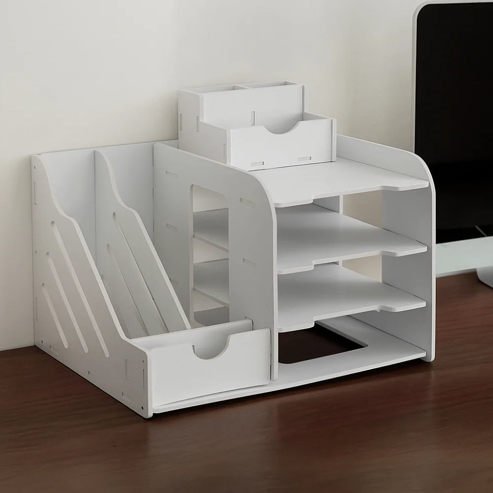 Large Capacity File Storage Rack Thickened Multi-Layer File Sorter Partition Design Space Saving Desktop Storage Box Library