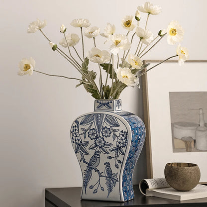Chinese Blue-and-white Porcelain Vases Luxury Ceramic Ornaments Table Living Room Insert Flower Dryer Living Room Accessories