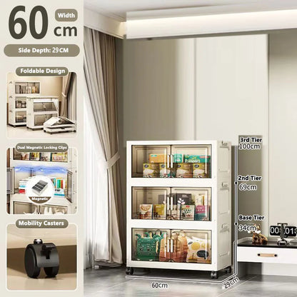Multi-specification Large Capacity Storage Cabinet with Open Door Multifunction Foldable Closet Organizer Sundries Cabinet