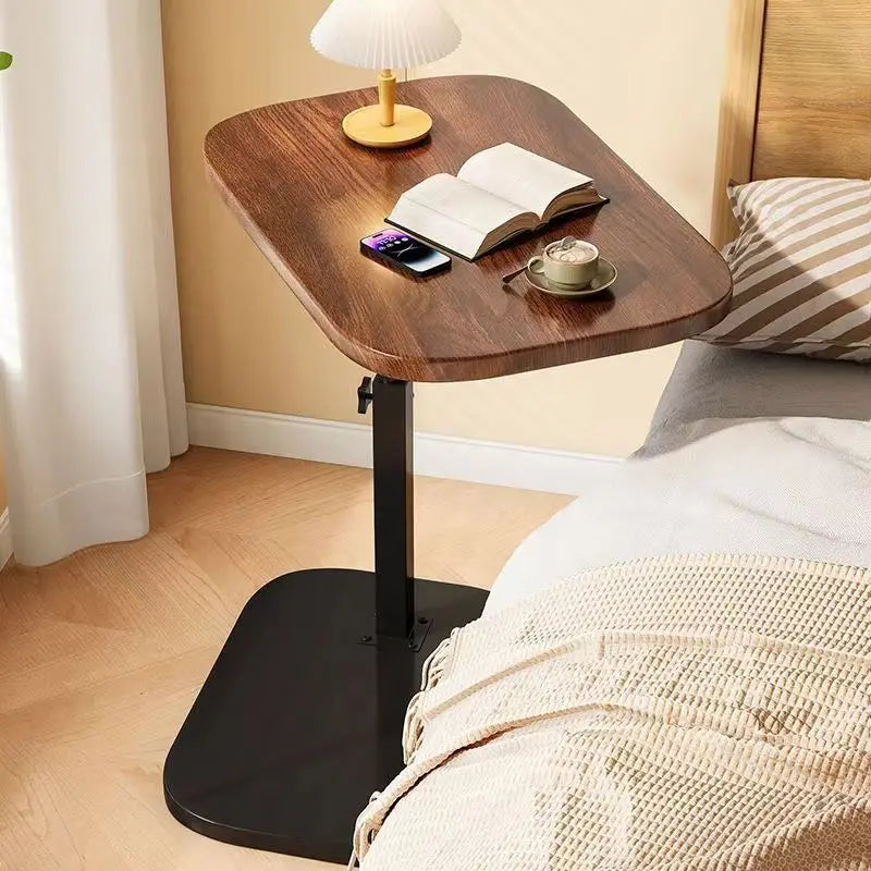 Adjustable Height Swivel Side Table - Mobile Sofa End Table Rolling Coffee Table for Living Room Bedroom Dorm