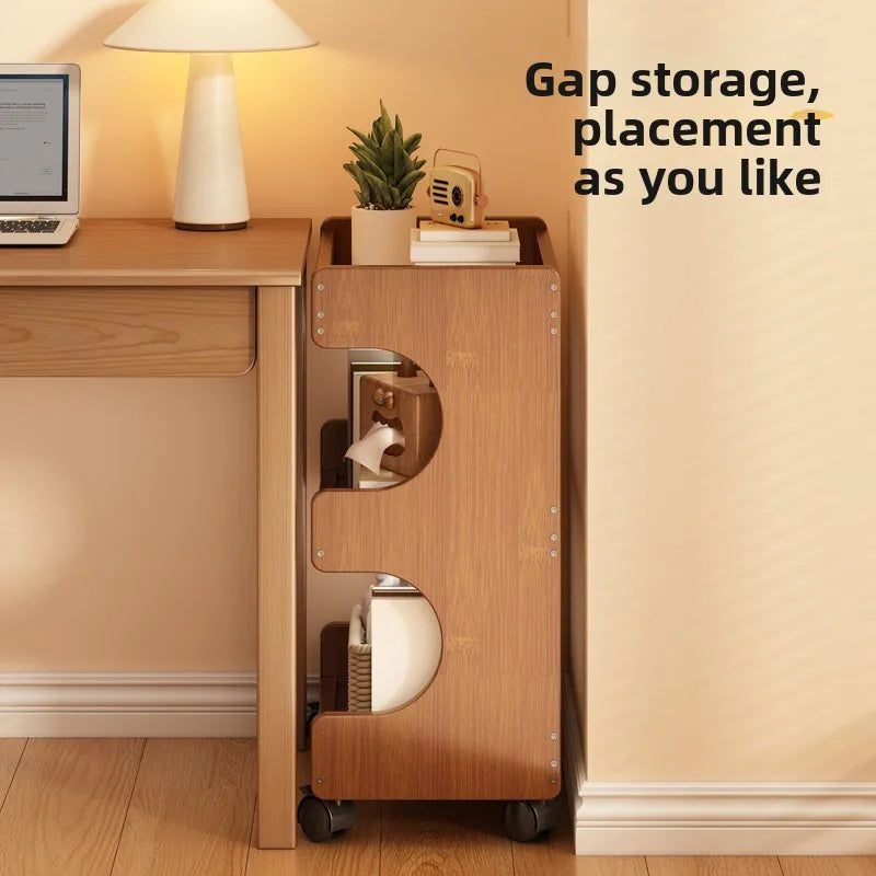 Mobile Storage Unit with Rolling Shelves - Heavy-duty Wooden 4-tier Open and Closed Shelves, Space-saving Wheeled Trolley