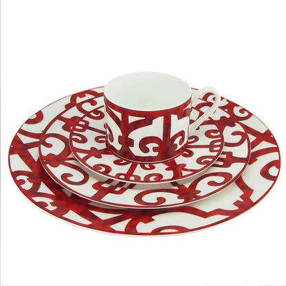 Bone China Plate set Hotel Restaurant Decoration, Household Steak plates Coffee cups & saucer Creativity window paper-cut Design