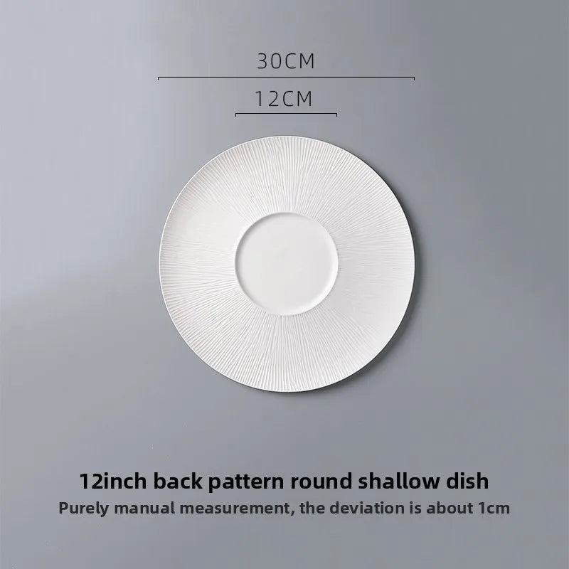 White Porcelain Western Steak Dinner Plate French Tableware Top-grade Home Kitchen Pasta Vegetable Round Plate Kitchen Plates