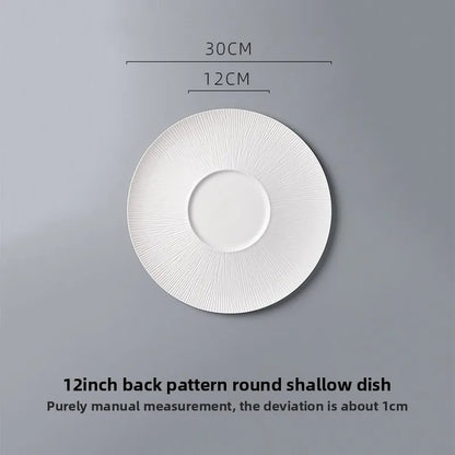 White Porcelain Western Steak Dinner Plate French Tableware Top-grade Home Kitchen Pasta Vegetable Round Plate Kitchen Plates