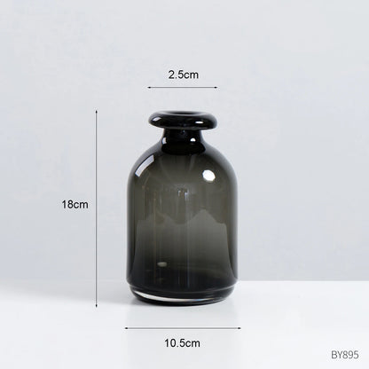 Nordic Glass Vase Black Flower Vases Home Decoration Accessories Living Room Decor Vase Decoration Household Transparent Vases