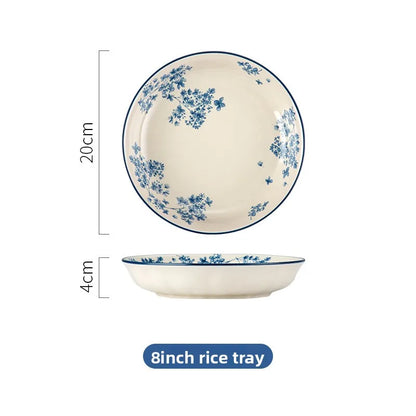 High-end Ceramic Dinnerware Set Chinese Style Rice Bowls Plates Dishes Glaze Color Soup Bowls