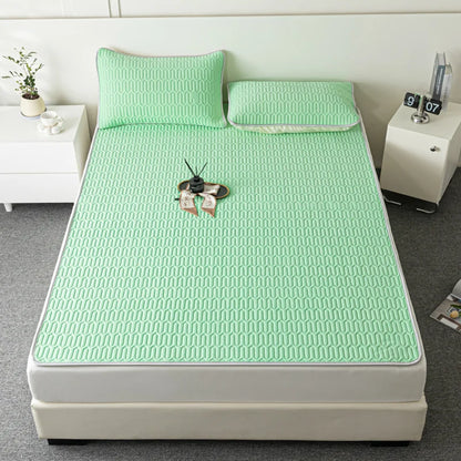 Soft Thicken Latex Filling Summer Bed Mat and Pillowcase 2/3pcs Bedding Set Smooth Cool Feeling Bed Sheet Cooling Mattress Cover