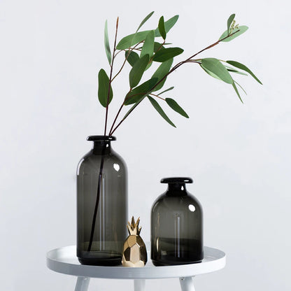 Nordic Glass Vase Black Flower Vases Home Decoration Accessories Living Room Decor Vase Decoration Household Transparent Vases