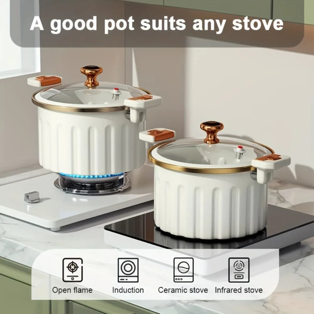 Enamel Cooking Pots Large-capacity Double-handled Stew Pot Non-stick Multifunctional Home Pot Suitable Pots for The Kitchen