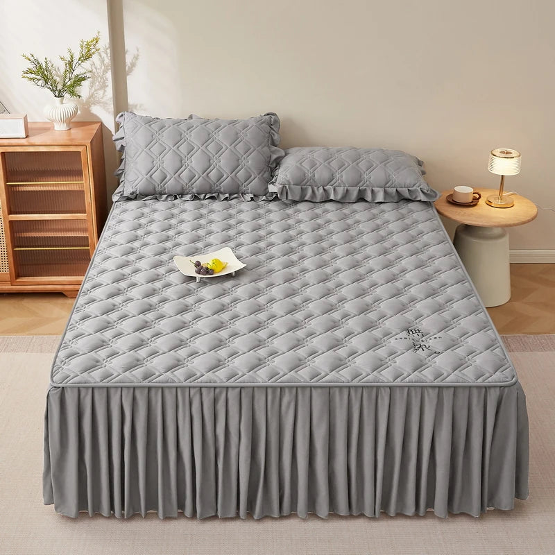 MissDeer 1pc Bed Skirt Thick Bedspread Solid Color Bed Cover Skin-friendly Bed Linen Home Bedsheet falda de cama (No Pillowcase)