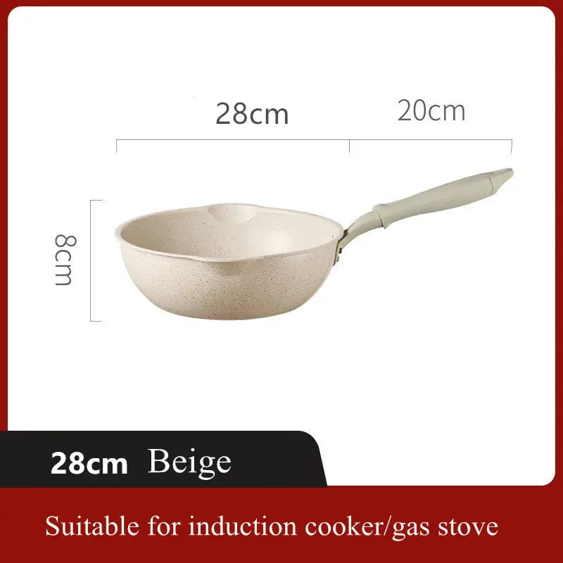 Durable Non-Stick Deep Wok Pan Frying Pan Maifan Stone Home Steak Pancake Cooking Pots Skillet Saucepan Kitchen Cookware Utensil