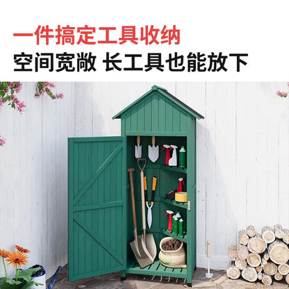 Garden Shed Outdoor Storage Cabinet Courtyard Outdoor Balcony Solid Wood Cleaning Cabinet Tool Room Gardening Glove Box Locker