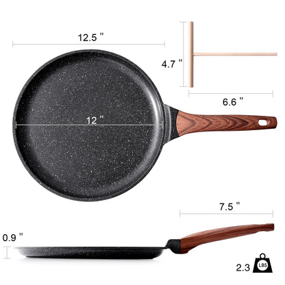KORDISEN Pizza Frying Pan Nonstick 10/12inch Breakfast Fried Eggs Pizza Steak Burger Pancake Pots Induction Cooker Compatible
