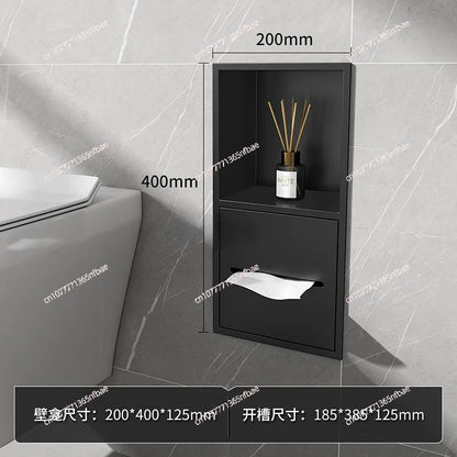 Stainless Steel Recessed Bathroom Storage Cabinet - Wall Niche Tissue Box Toilet Paper Holder Organizer