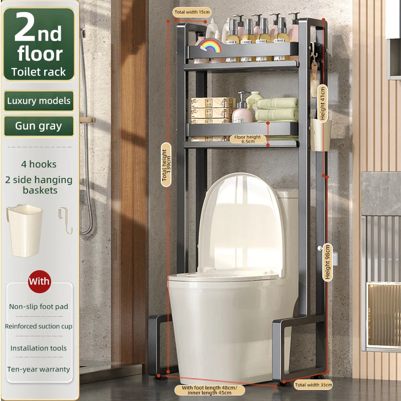 Cabinet Bathroom Standing Holder Over The Toilet Storage Rack Balcony Floor Toilet Rack Multi-Functional Toilet Simple Storage