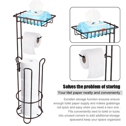 Bathroom Paper Roll Vertical Storage Basket Toilet Paper Holder Stainless Steel For Phone Tissue Multifunctional Storage Shelf