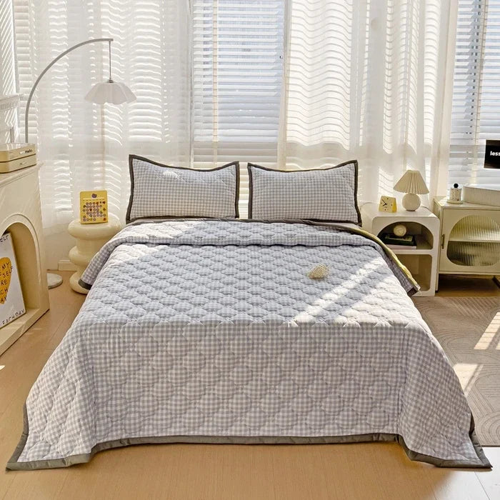 Quilted Bedspread Plaid Style Bed Linen Thickened Bedsheet Home Blanket Skin-friendly Bed Cover (Pillowcase Need Order)