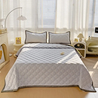 Quilted Bedspread Plaid Style Bed Linen Thickened Bedsheet Home Blanket Skin-friendly Bed Cover (Pillowcase Need Order)