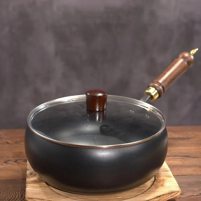 Uncoated Big Belly Pot Handmade Forging NON-STICK PAN Household Small Flat Bottom Frying Pan Kitchen Gas Stove Universal Pan