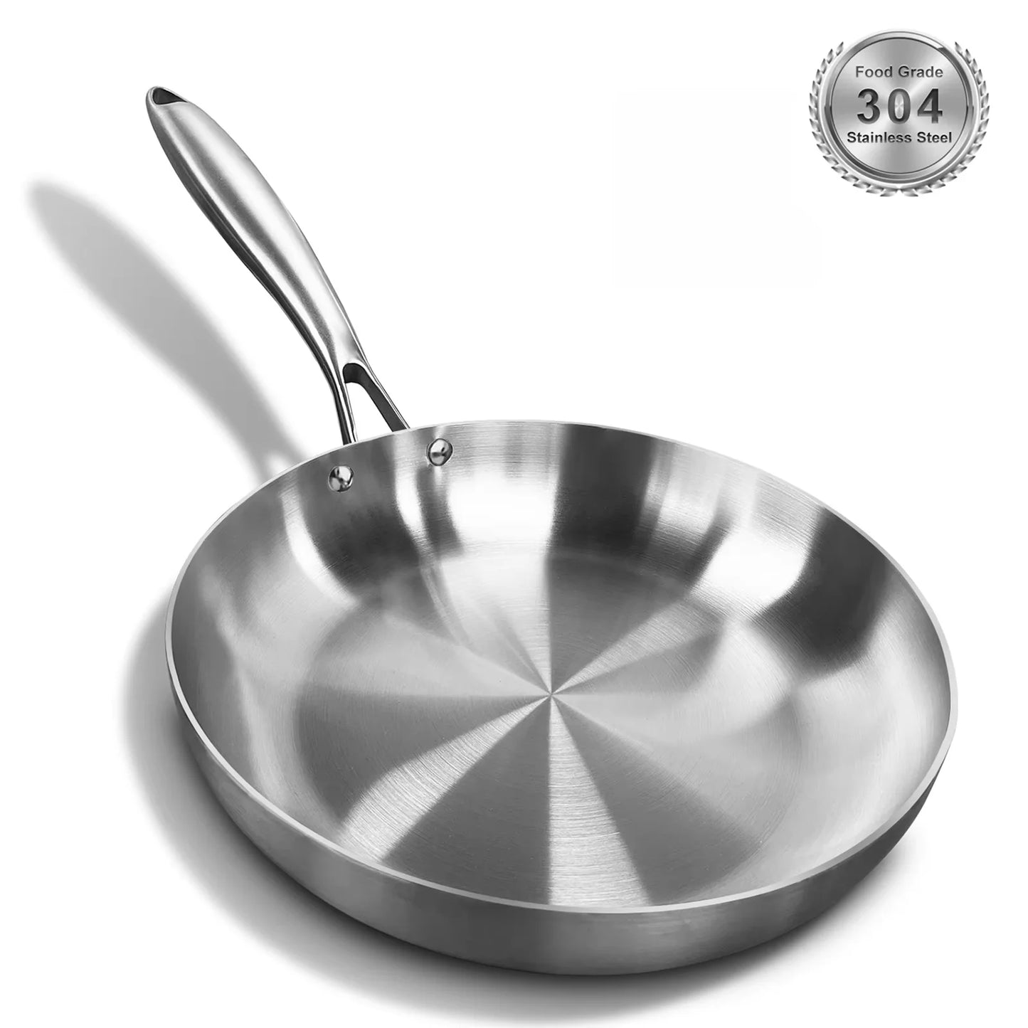 Stainless Steel Frying Pan, NonStick Pan Fried Steak Pot  Uncoated Kitchen Cookware For Gas Stove and Induction Cooker