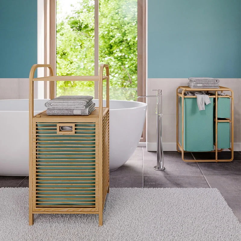 Luxury Japanese Style Bathroom Floor Storage Basket Modern Home Organizer Dirty Clothes Bin Toilet Laundry Hamper