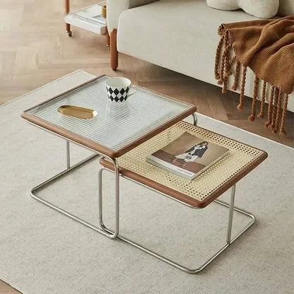 New 2023 Ins Style Household Living Room Tea Table Modern Simple Vine Center Stainless Steel Dressing Tea Table DropShipping