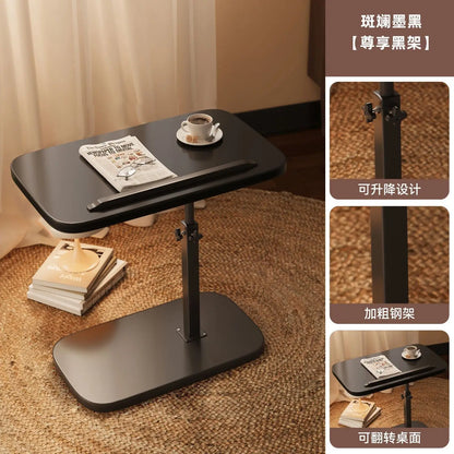 Adjustable Height Swivel Side Table - Mobile Sofa End Table Rolling Coffee Table for Living Room Bedroom Dorm