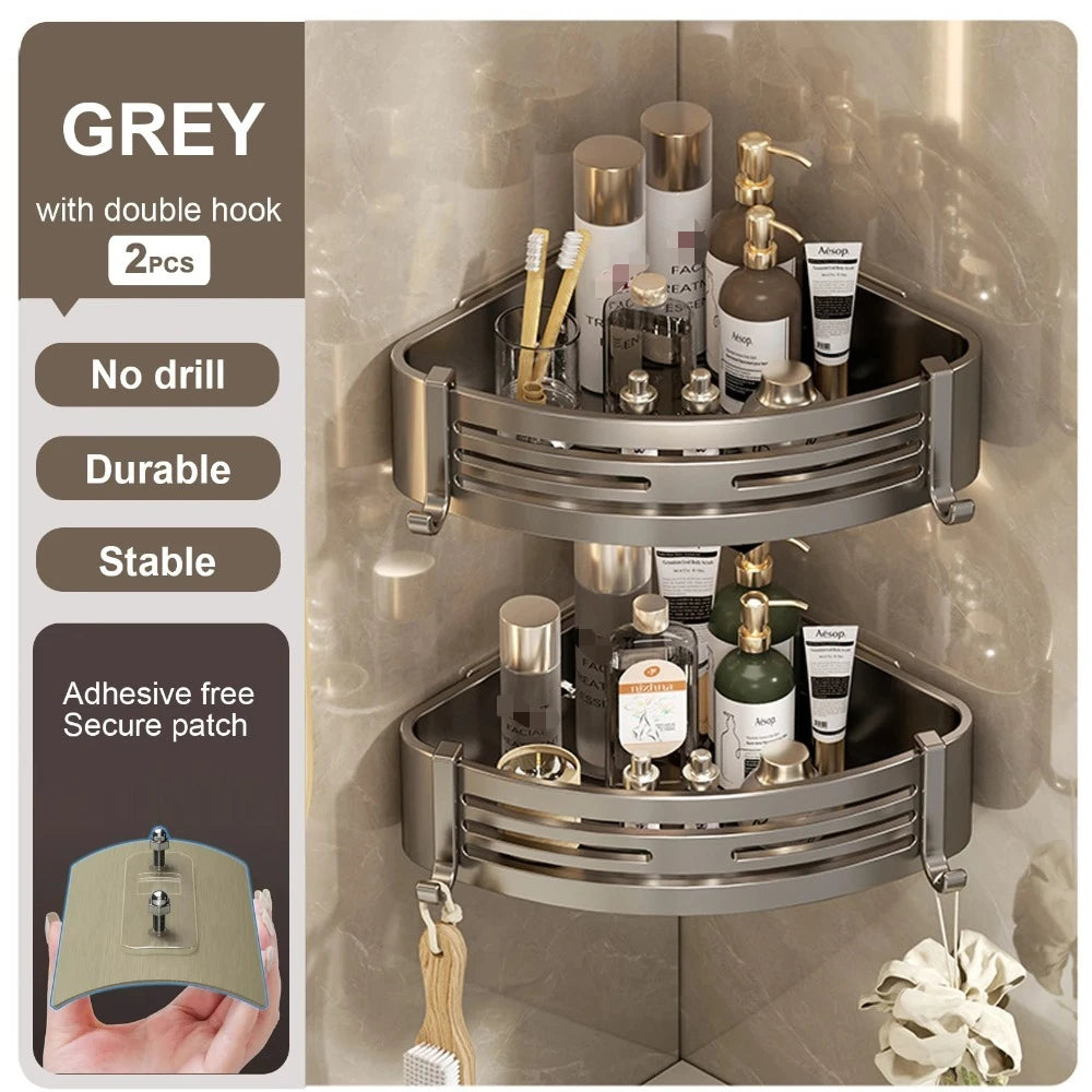 Black Bathroom Shelf for Shower Wall Mounted Shampoo Bottle Orangizer Shower Corner Rack Storage Punch-free Bathroom Accessories