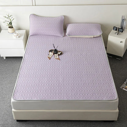 Soft Thicken Latex Filling Summer Bed Mat and Pillowcase 2/3pcs Bedding Set Smooth Cool Feeling Bed Sheet Cooling Mattress Cover