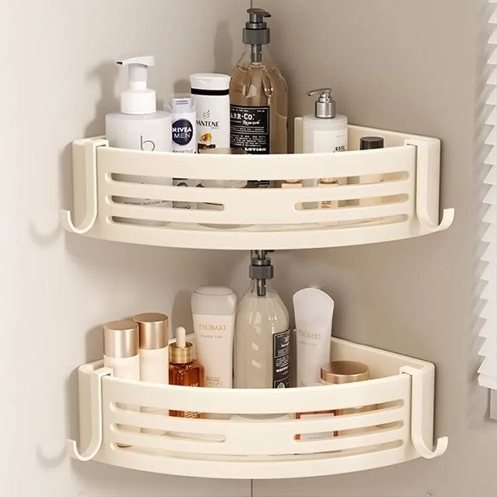Elevated Bathroom Storage Rack Triangular Toilet No Drilling Corner Shower Hanging Shelf Wall Mounted Bathroom Accessory
