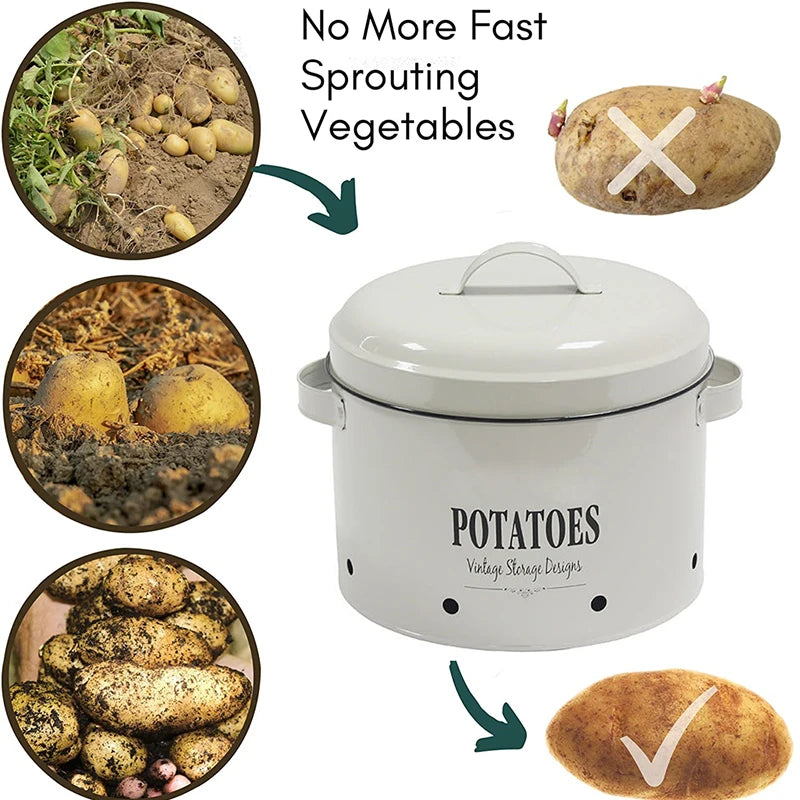 3 Pack Vegetable Storage Tins，Potatoes Storage，Metal Onion and Potato Storage Bins，Kitchen Potato and Onion Storage Bin